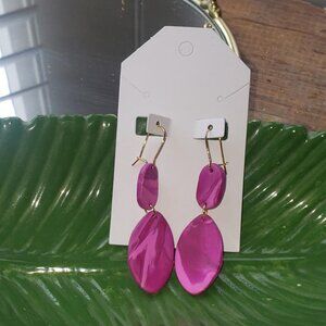 Pink Marbled Clay Dangles (Valentine's Day Collection)